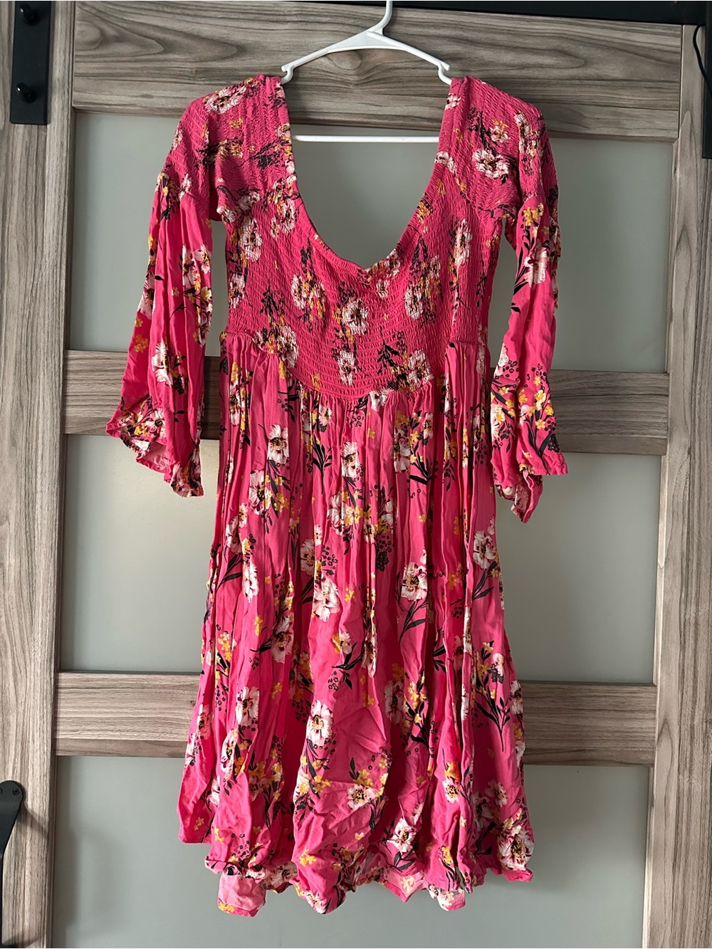 torrid Hot Pink Floral V-Neck Smocked Mini Dress